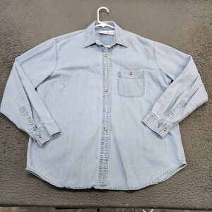 Blue Pointe Shirt Mens XL Blue Denim Long Sleeve Button Front Greyhound Dog